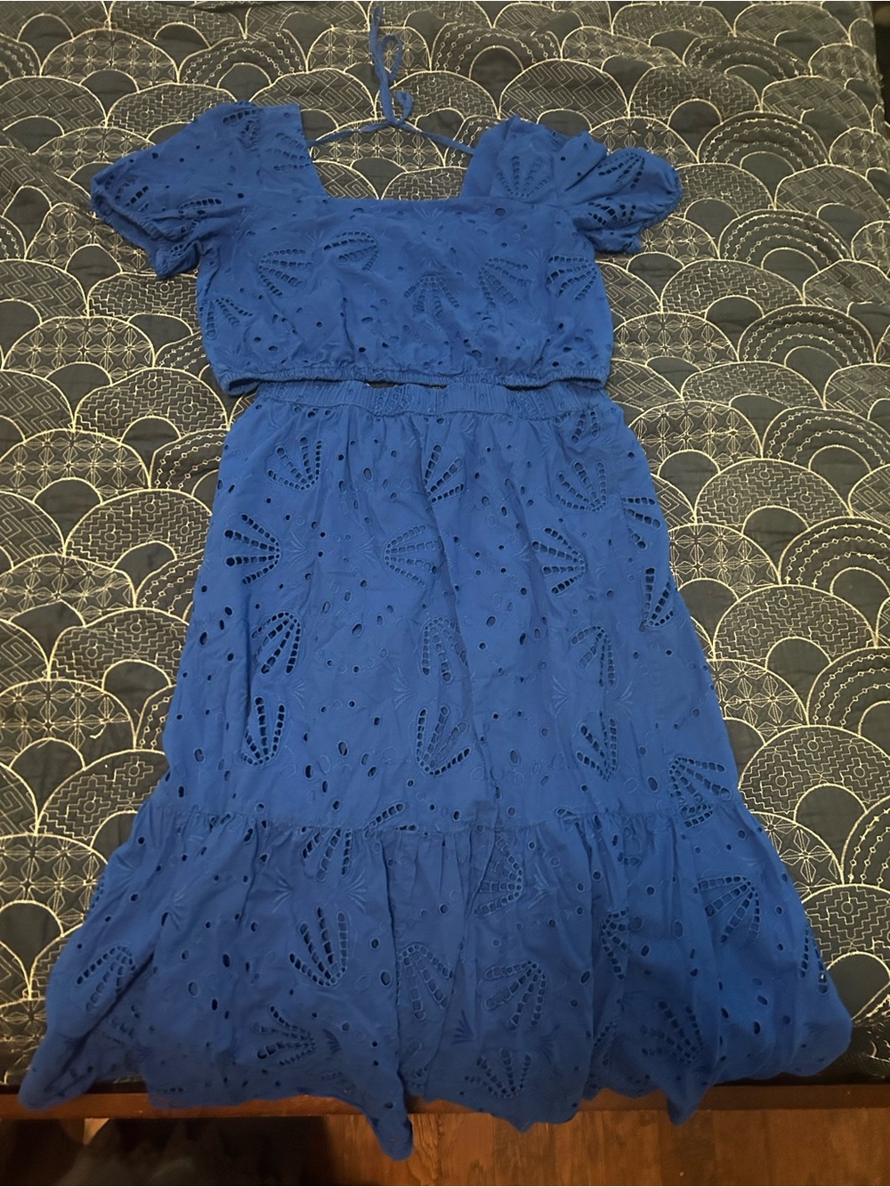 LOFT Royal Blue Eyelet Two-Piece Skirt Set